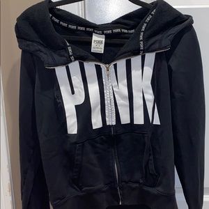Black and White Zip Up - PINK